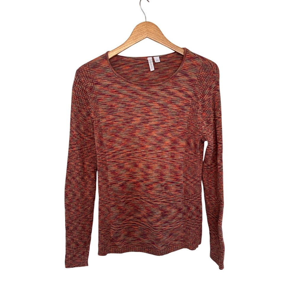 Relativity Space Dye Knit Sweater Women Large Orange Red Crew Neck Excellent